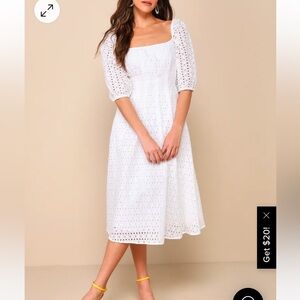 NWT Lulu’s White Midi Dress